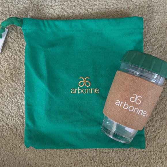 Arbonne glass travel mug and bag - Picture 1 of 2